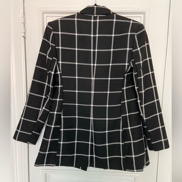 ASOS Black & White Checkered Double Breasted Classic Blazer w/ 2 Pockets Size 4 - Picture 7 of 13
